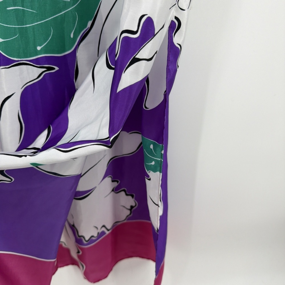 Oscar De La Renta Vtg Purple Floral 3/4 Sleeve Kaftan Mimi House Dress One‎ Size - Picture 4 of 6